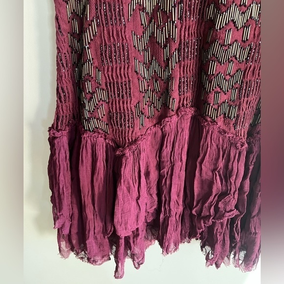 Free People Showroom Geo Drop Waist Beaded Boho Dress - Picture 9 of 12